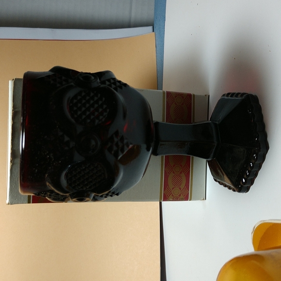 Vtg AVON Ruby Red 1876 Cape Cod Pattern Footed Wine Goblet-In Box w/Candle - Picture 4 of 10